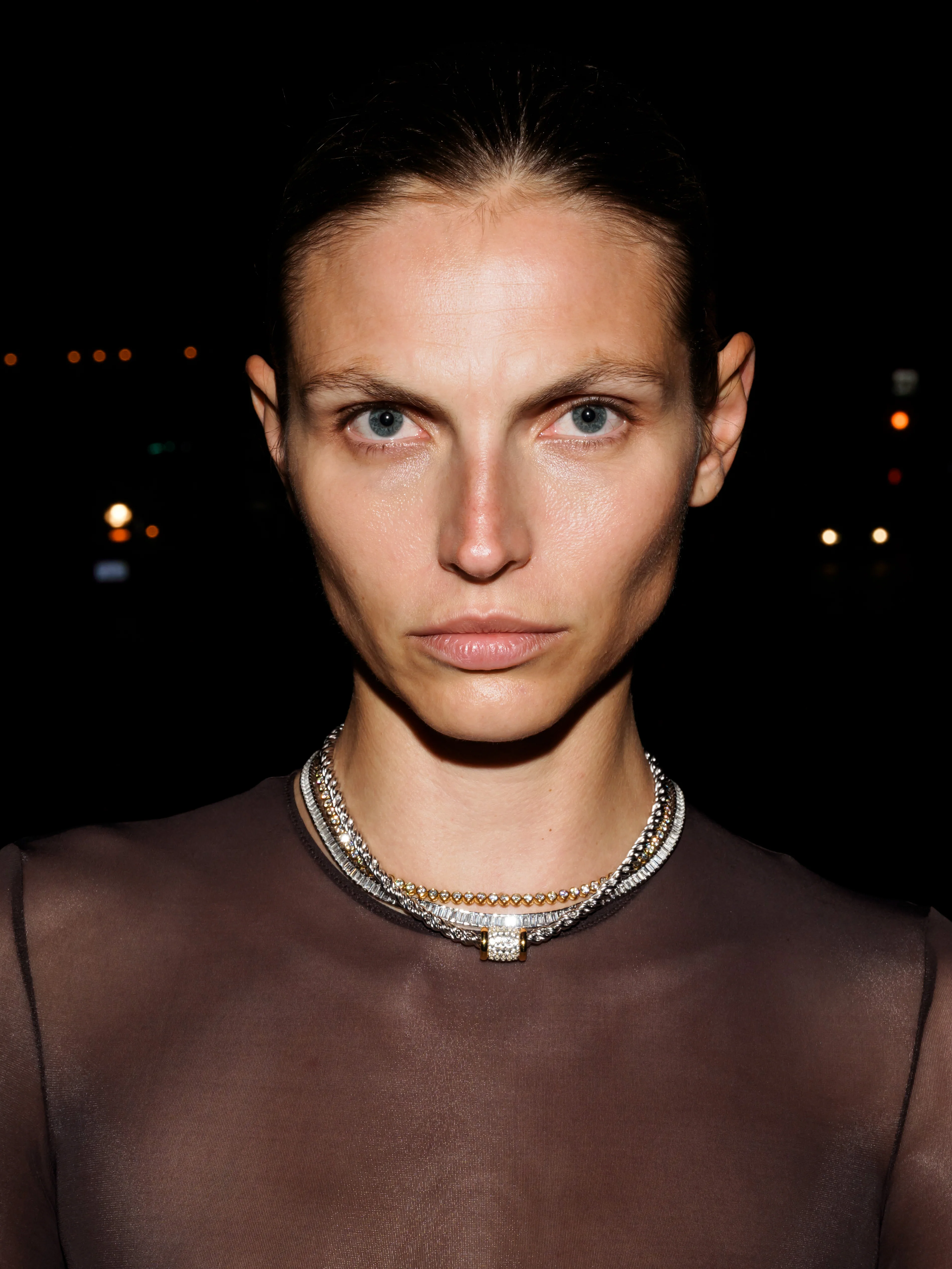 TORSION CHAIN NECKLACE WITH LAB DIAMOND ACCENT, 18K GOLD VERMEIL - Image 3