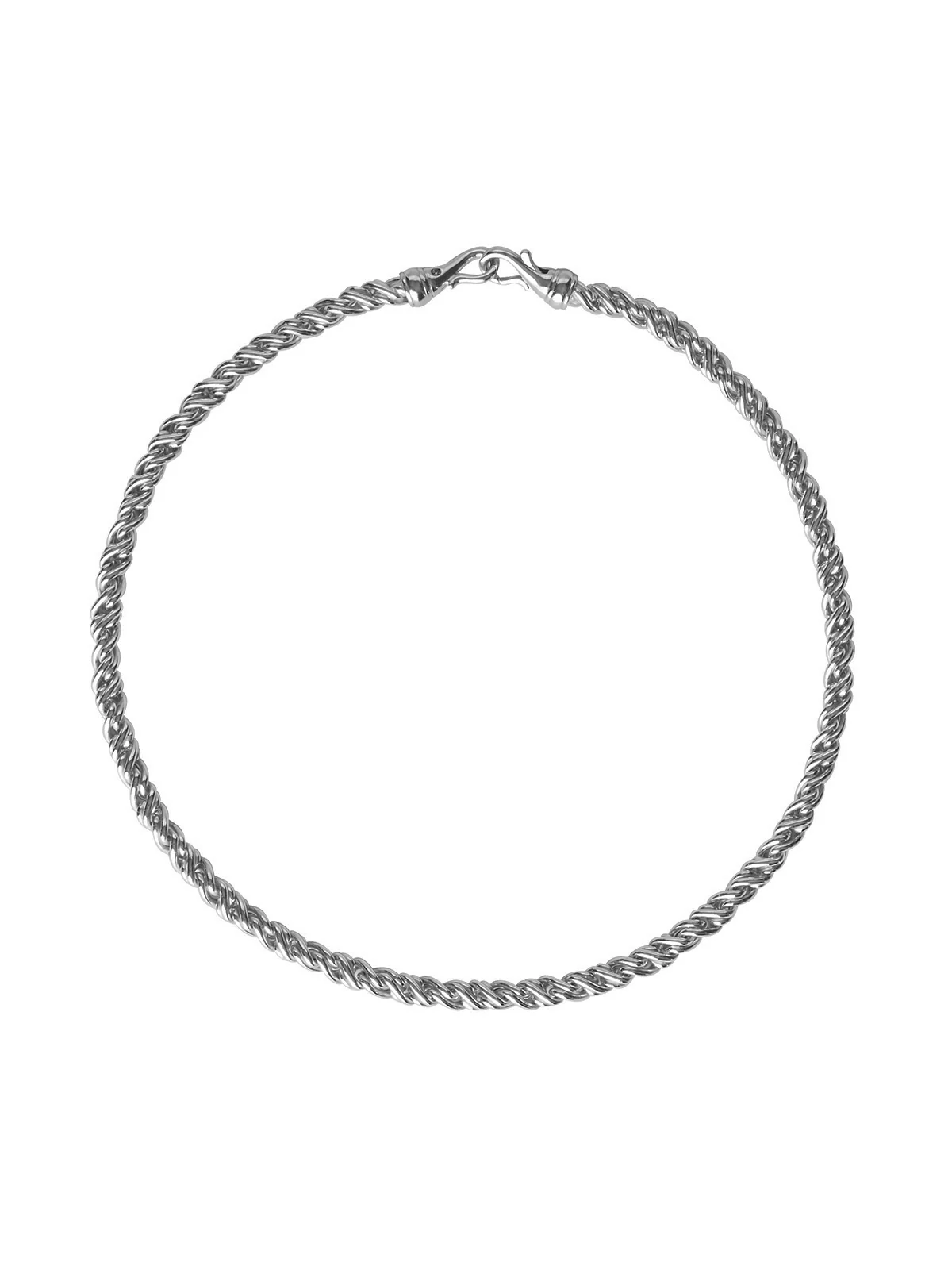 TORSION CHAIN NECKLACE WITH LAB DIAMOND ACCENT, STERLING SILVER