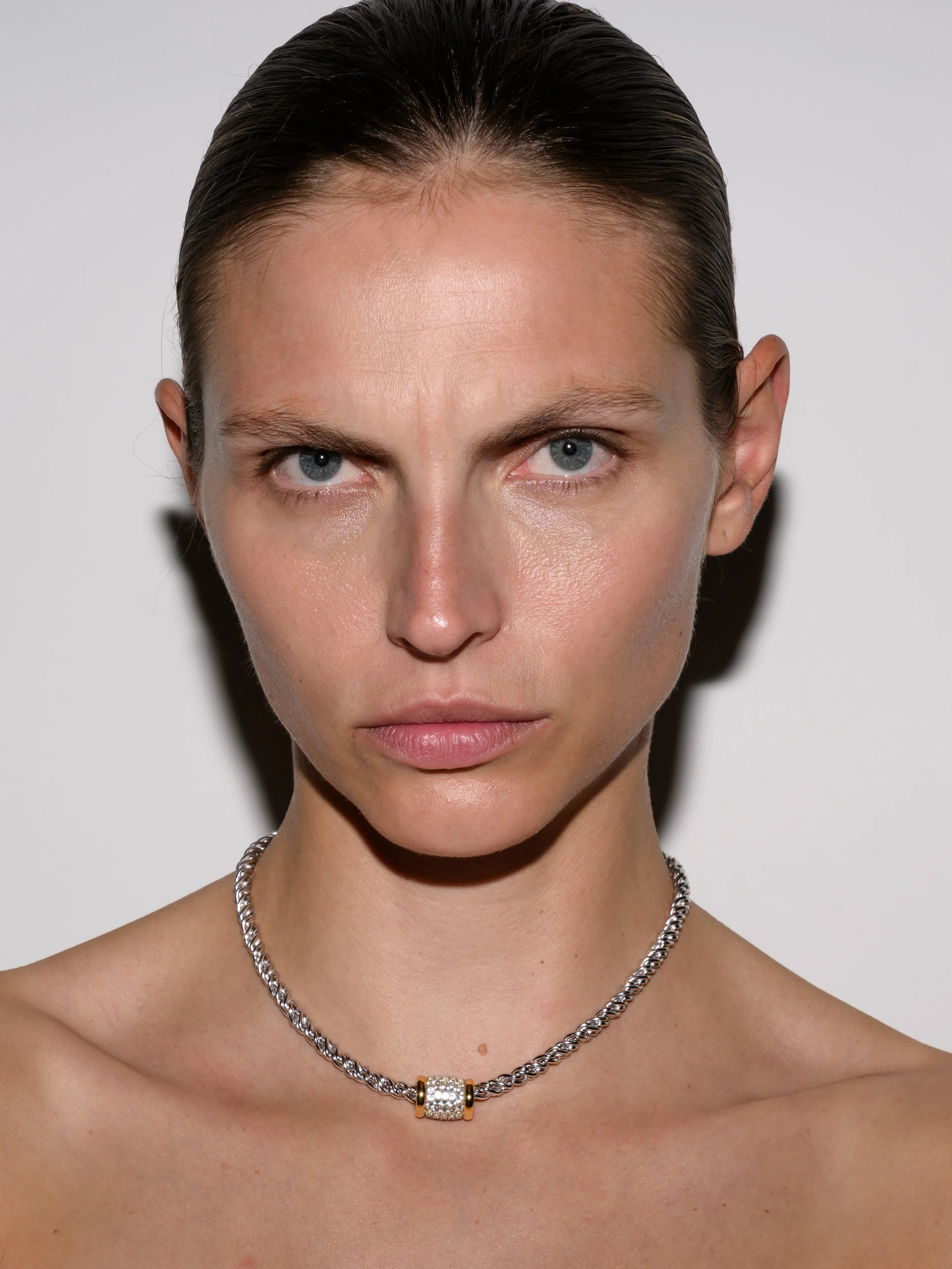 TORSION CHAIN NECKLACE WITH LAB DIAMOND ACCENT, STERLING SILVER - Image 4