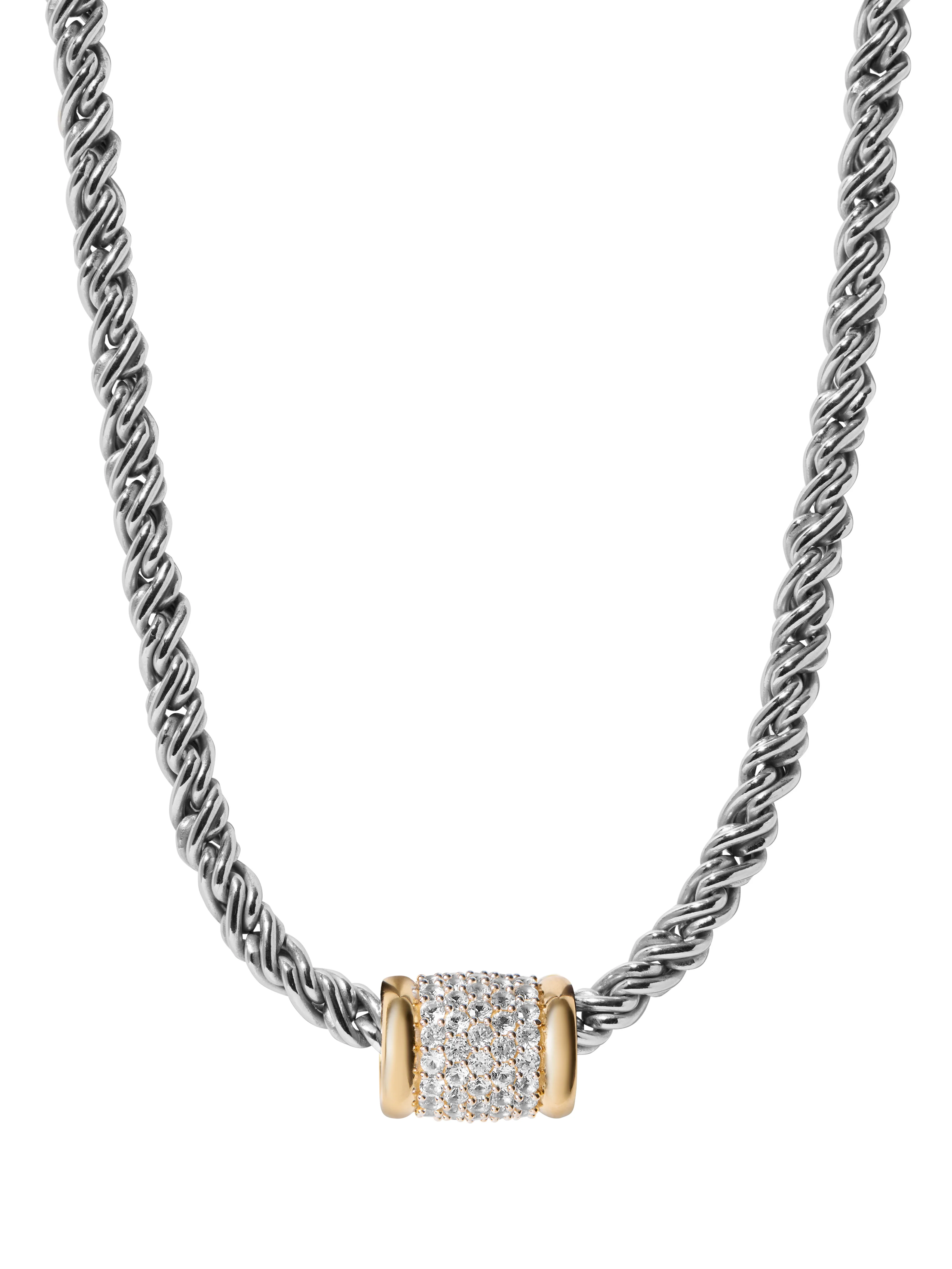 YVES PAVÉ PENDANT IN LAB WHITE SAPPHIRE, 18K GOLD VERMEIL - Image 2