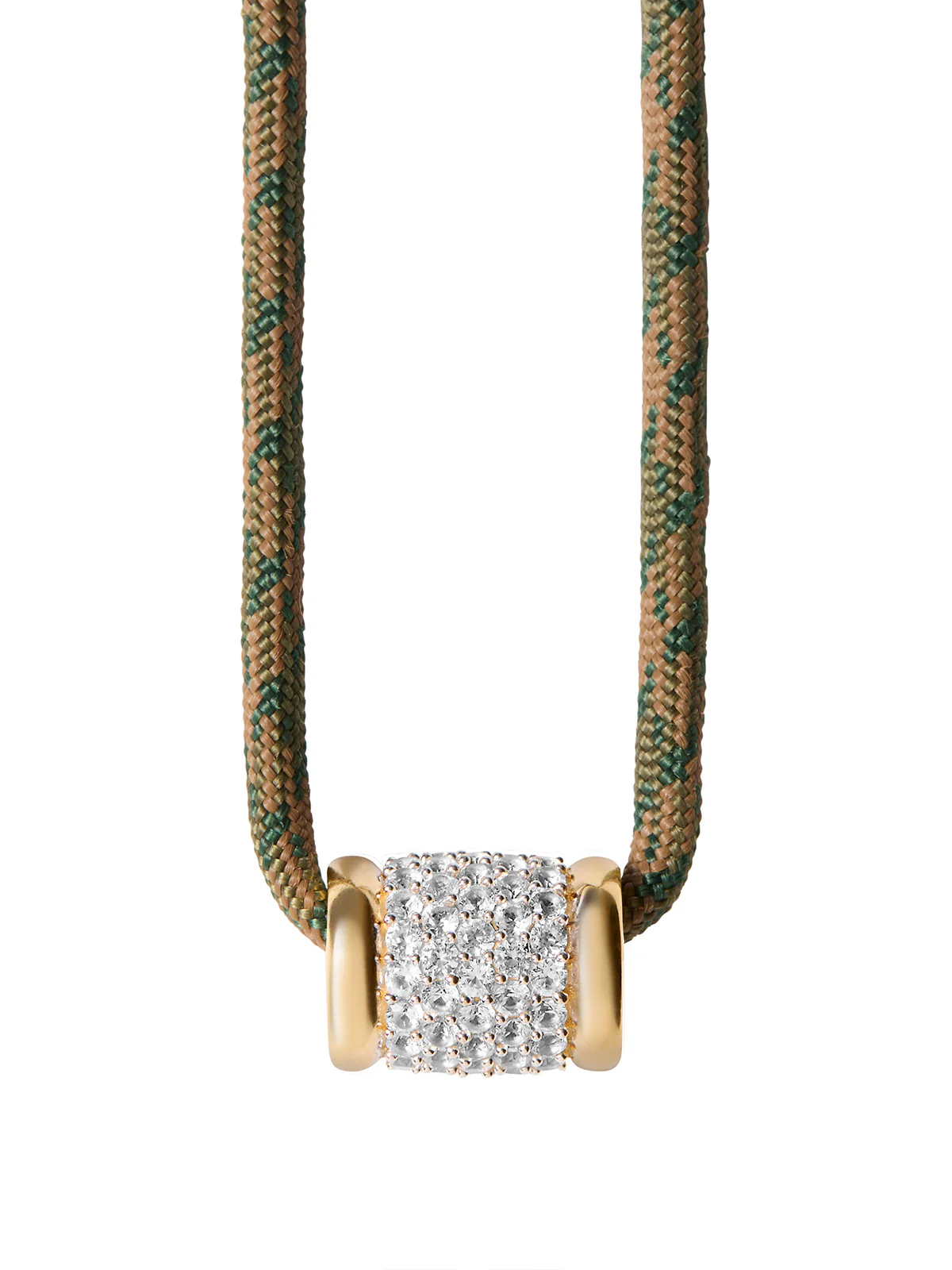 YVES CAMO PARACORD NECKLACE IN LAB WHITE SAPPHIRE, 18K GOLD VERMEIL - Image 2