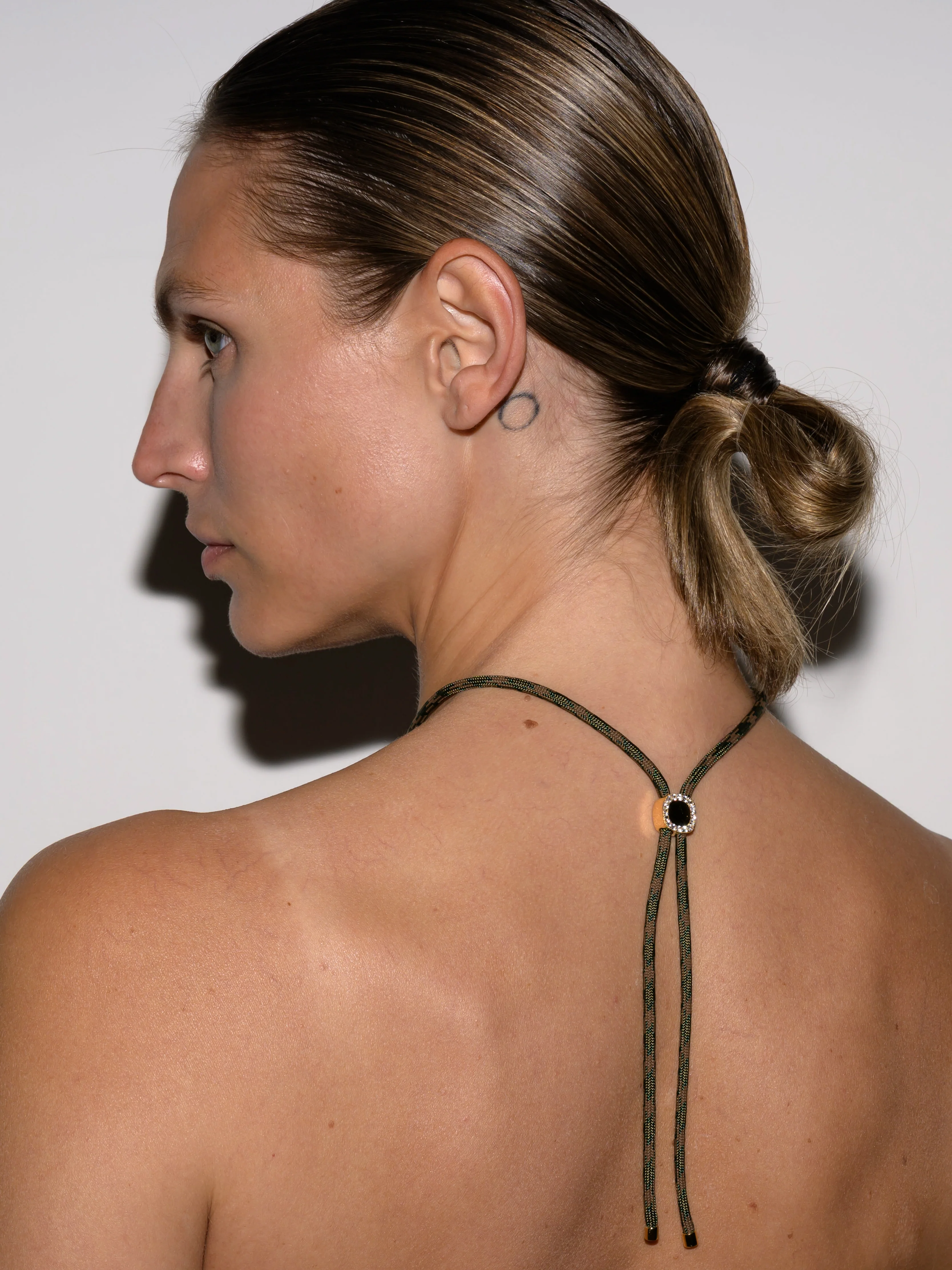 YVES CAMO PARACORD NECKLACE IN LAB WHITE SAPPHIRE, 18K GOLD VERMEIL - Image 6