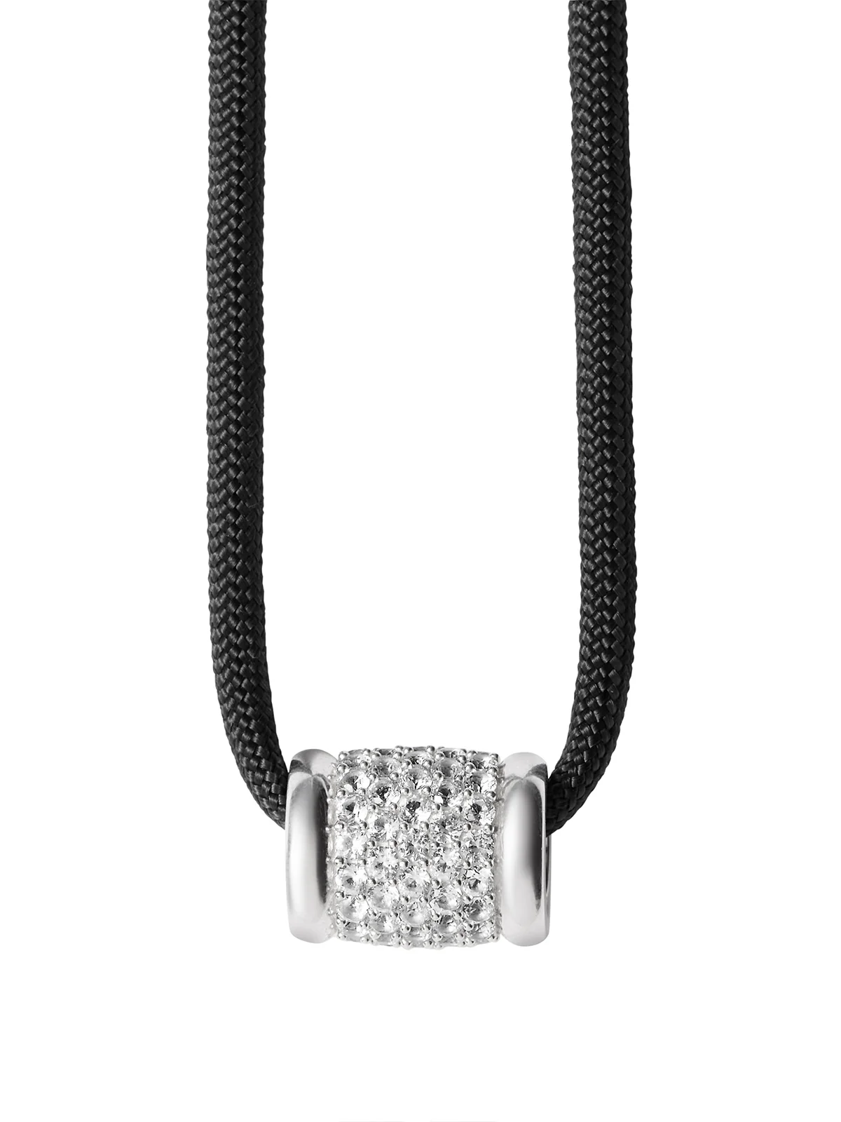 YVES NOIR PARACORD NECKLACE IN LAB WHITE SAPPHIRE, STERLING SILVER - Image 2