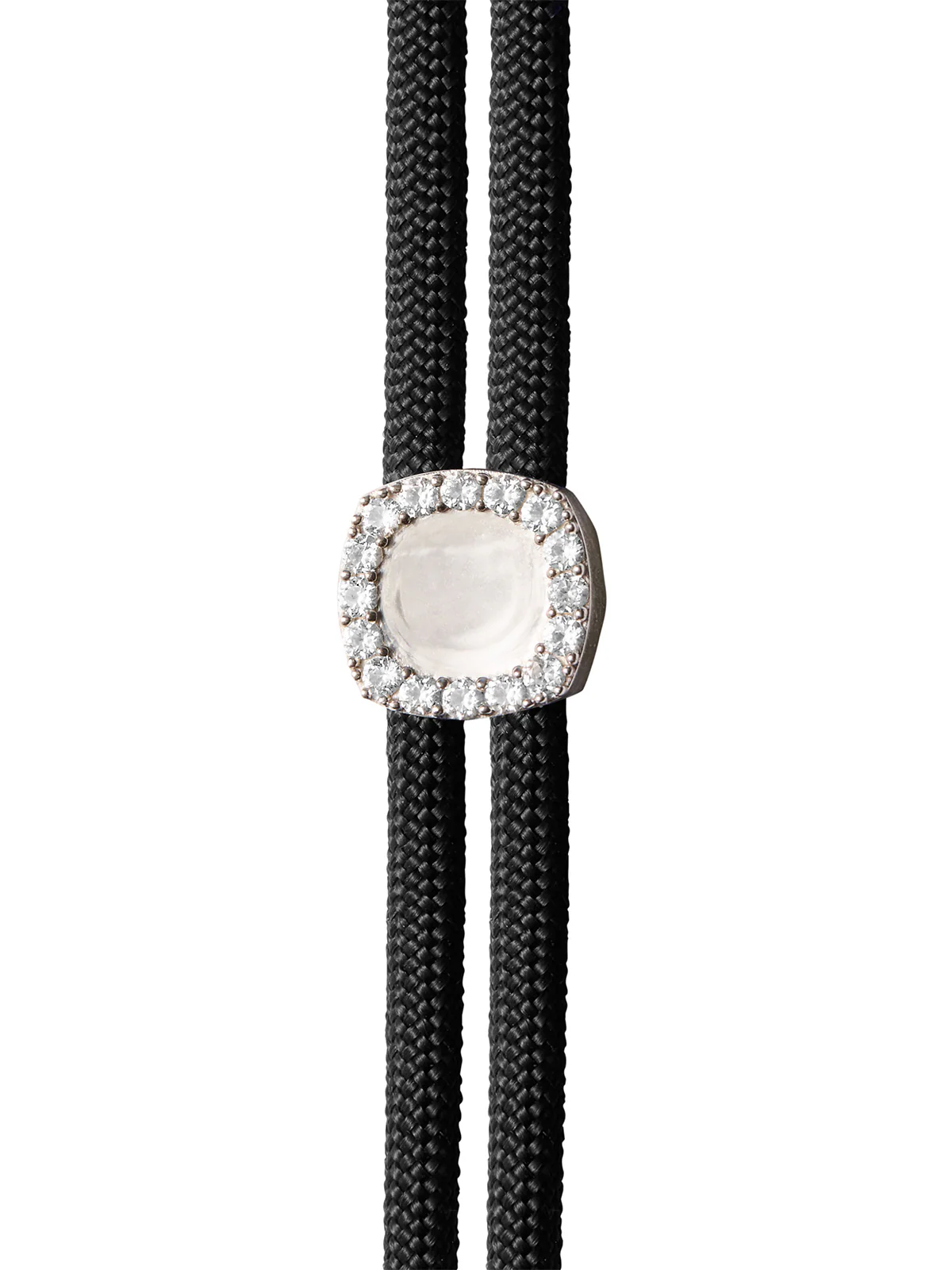 YVES NOIR PARACORD NECKLACE IN LAB WHITE SAPPHIRE, STERLING SILVER - Image 3