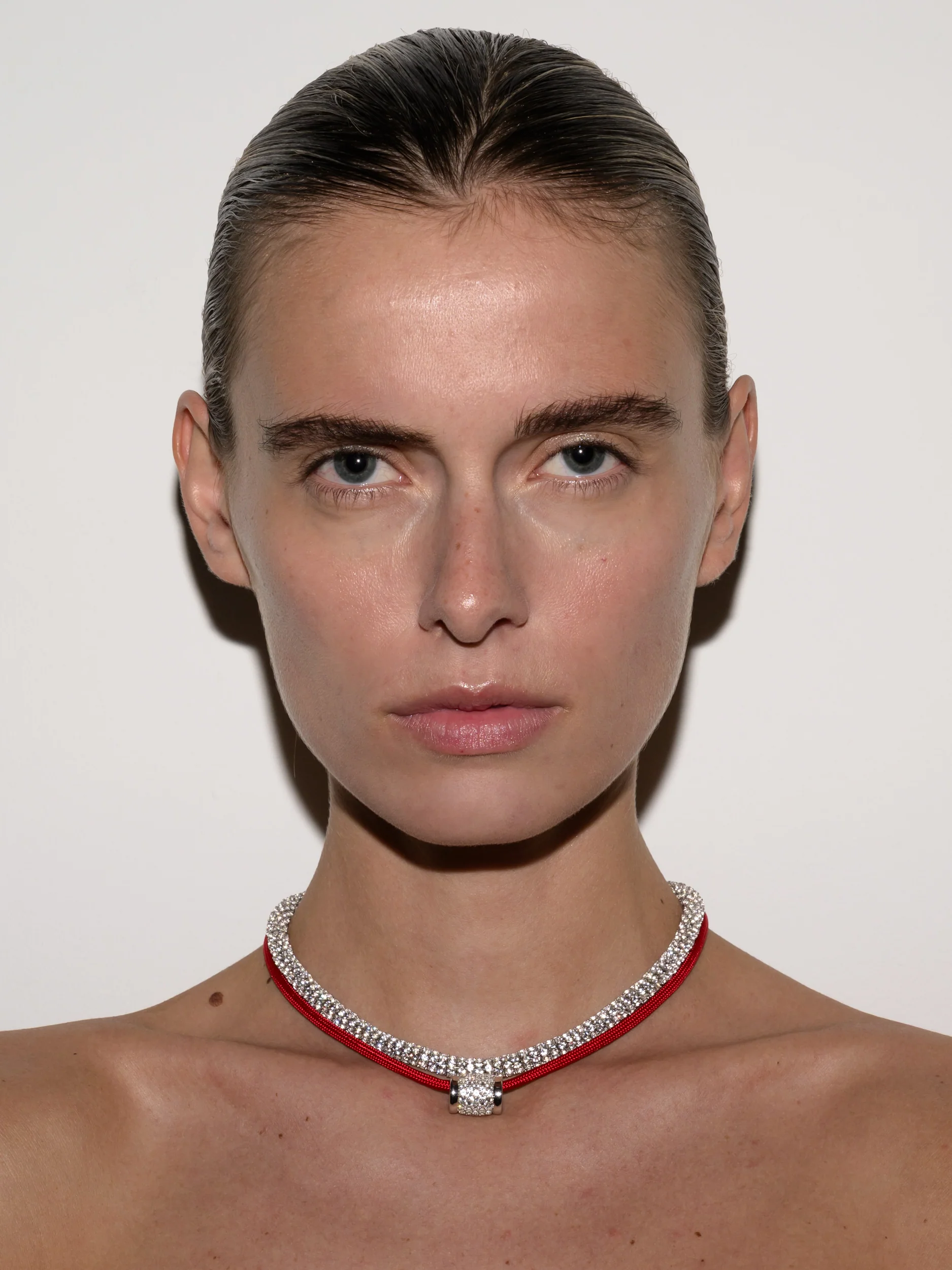 YVES ROUGE PARACORD NECKLACE IN LAB WHITE SAPPHIRE, STERLING SILVER - Image 4